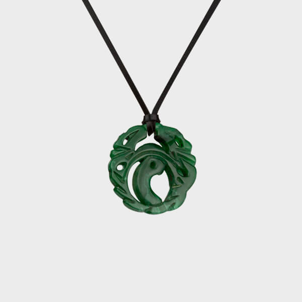 A bespoke necklace made with jade on leather.
